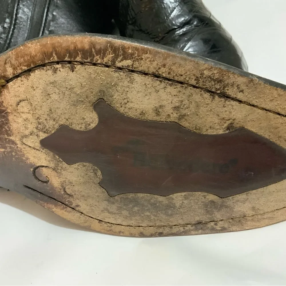 Belvedere Studio Men’s Boots Genuine Eel Skin Black Western Zip Size 13